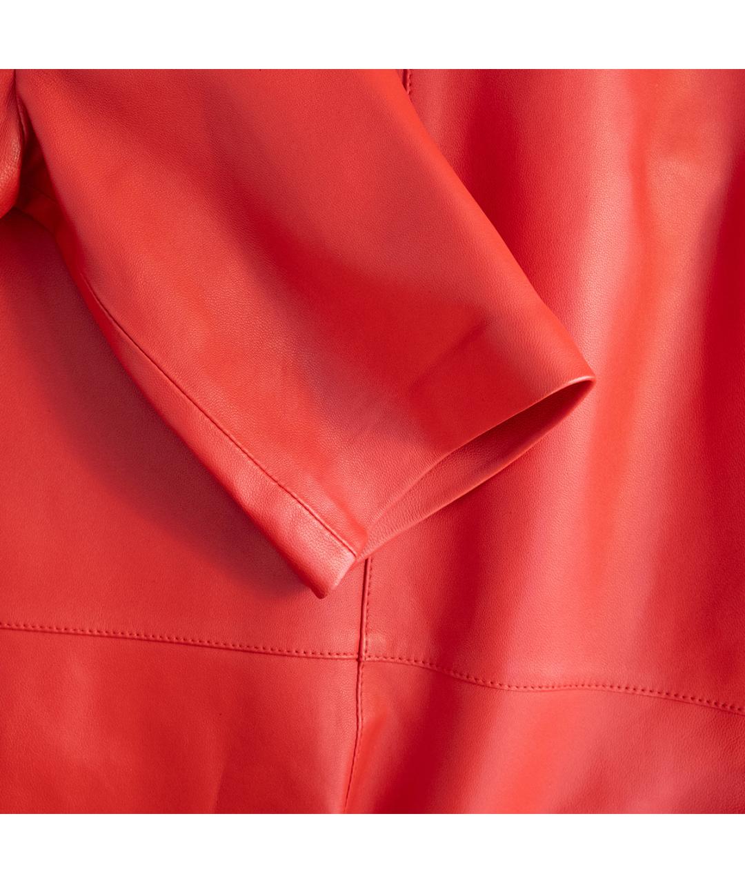 PHILIPP PLEIN Красное кожаное повседневное платье, фото 5