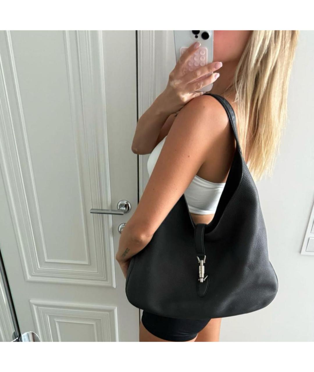 GUCCI Черная кожаная сумка через плечо, фото 5