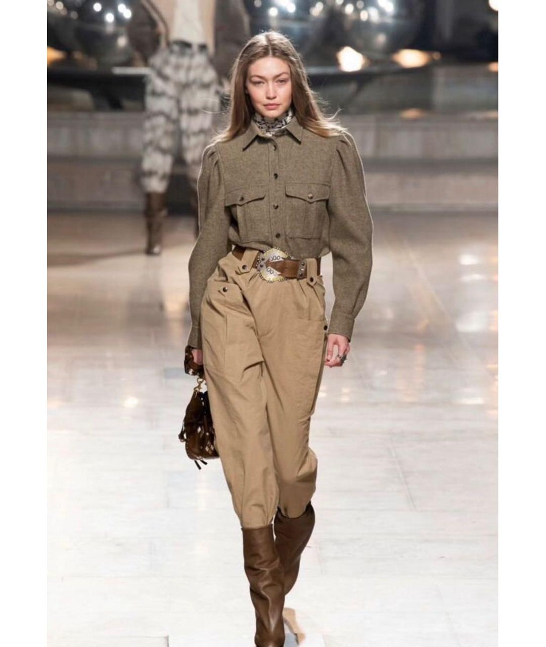 ISABEL MARANT Бежевые хлопковые брюки широкие, фото 5