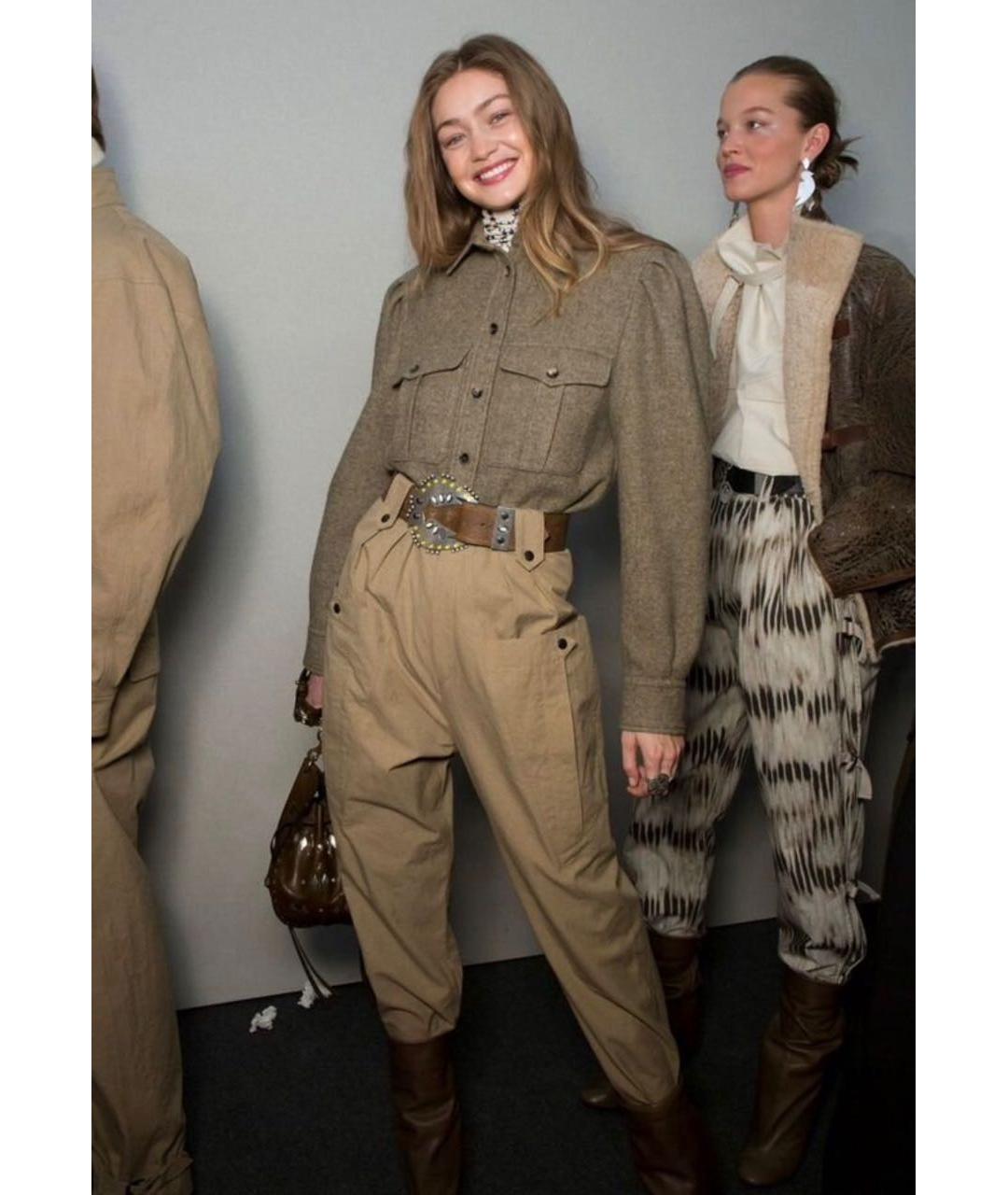 ISABEL MARANT Бежевые хлопковые брюки широкие, фото 7