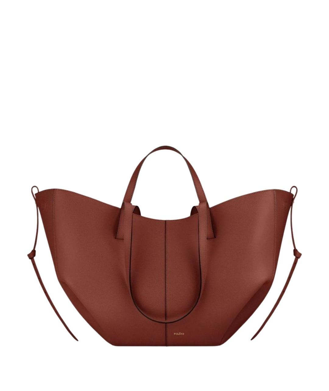 POLENE Коричневая кожаная сумка тоут, фото 1