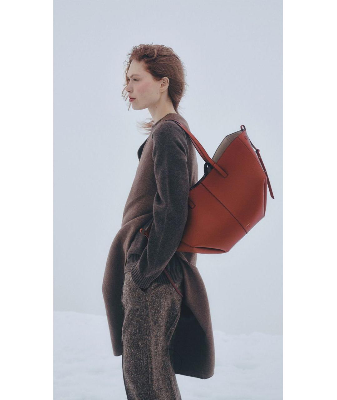 POLENE Коричневая кожаная сумка тоут, фото 2