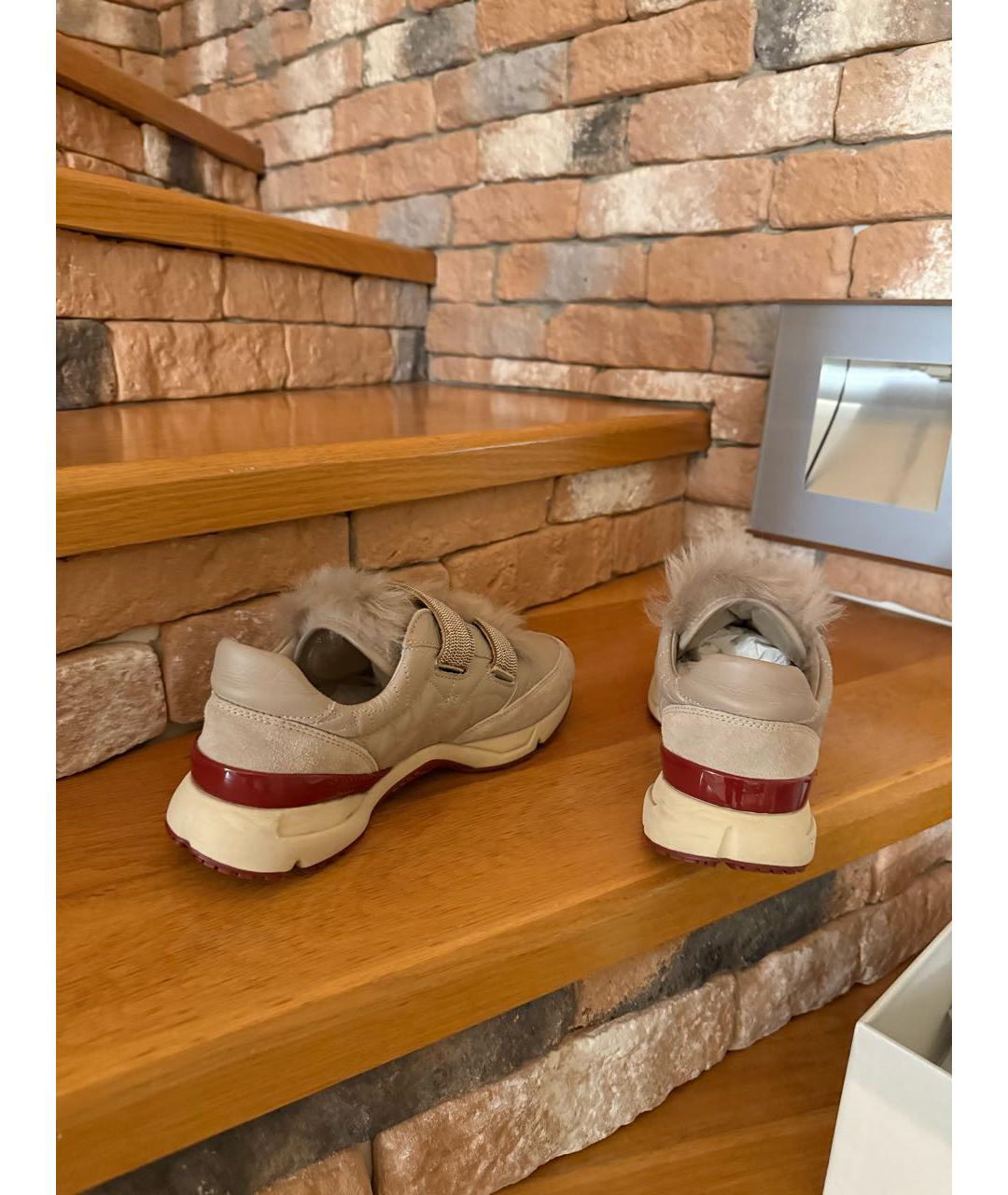 BRUNELLO CUCINELLI Бежевые кожаные кроссовки, фото 5