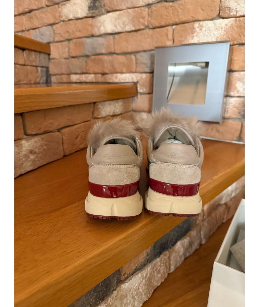 BRUNELLO CUCINELLI Бежевые кожаные кроссовки, фото 6
