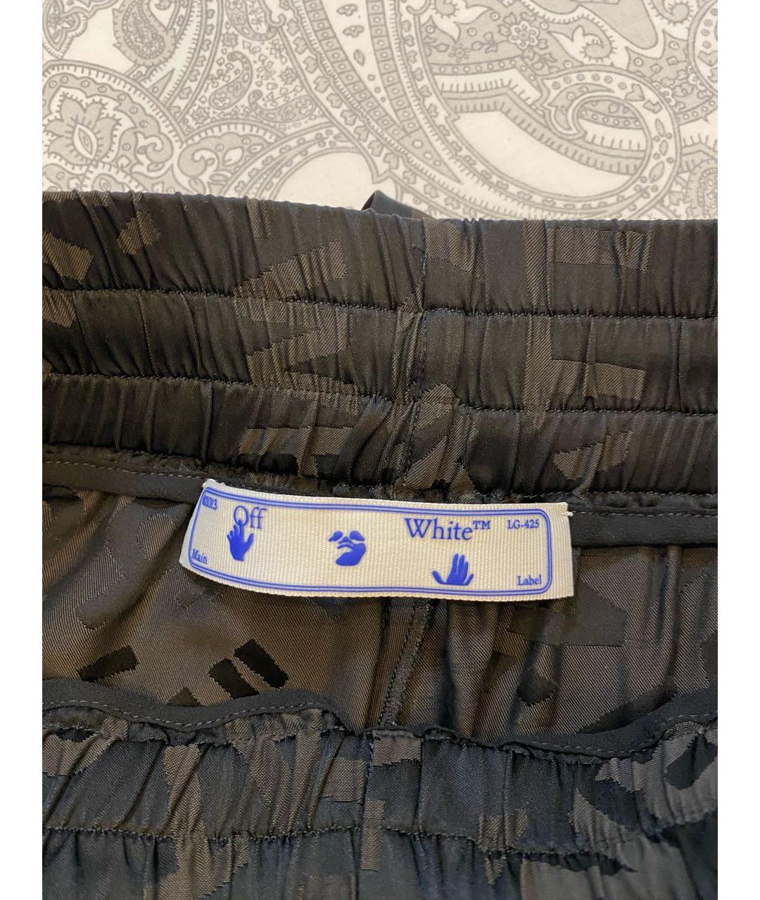 OFF-WHITE Черные ацетатные брюки широкие, фото 4