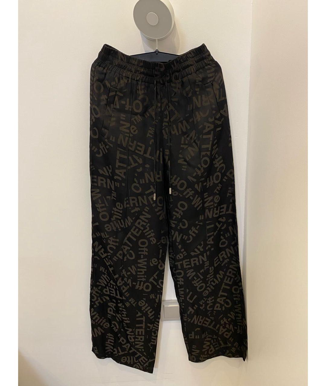 OFF-WHITE Черные ацетатные брюки широкие, фото 7