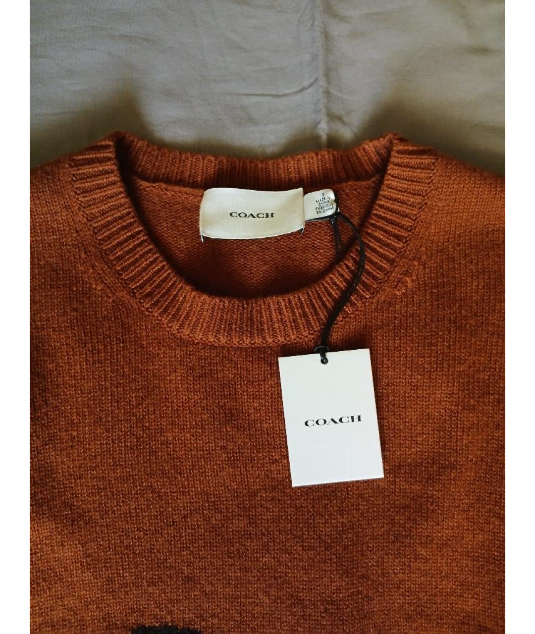 COACH Коричневый шерстяной джемпер / свитер, фото 3