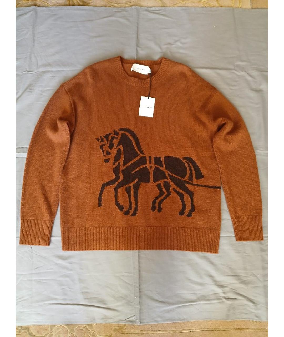 COACH Коричневый шерстяной джемпер / свитер, фото 5