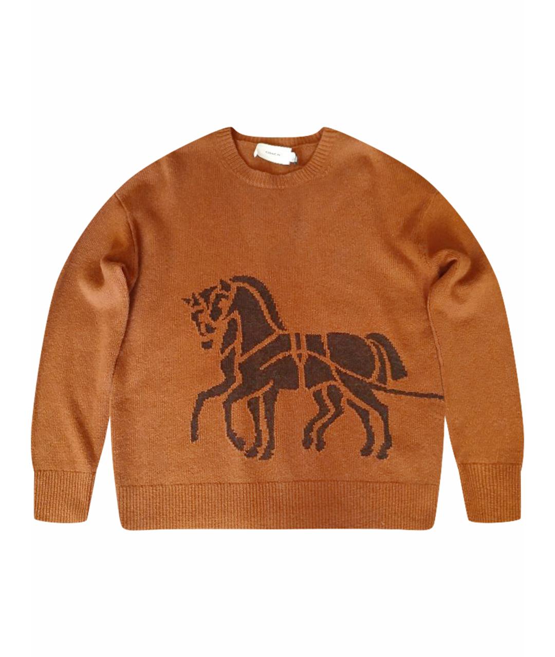 COACH Коричневый шерстяной джемпер / свитер, фото 1