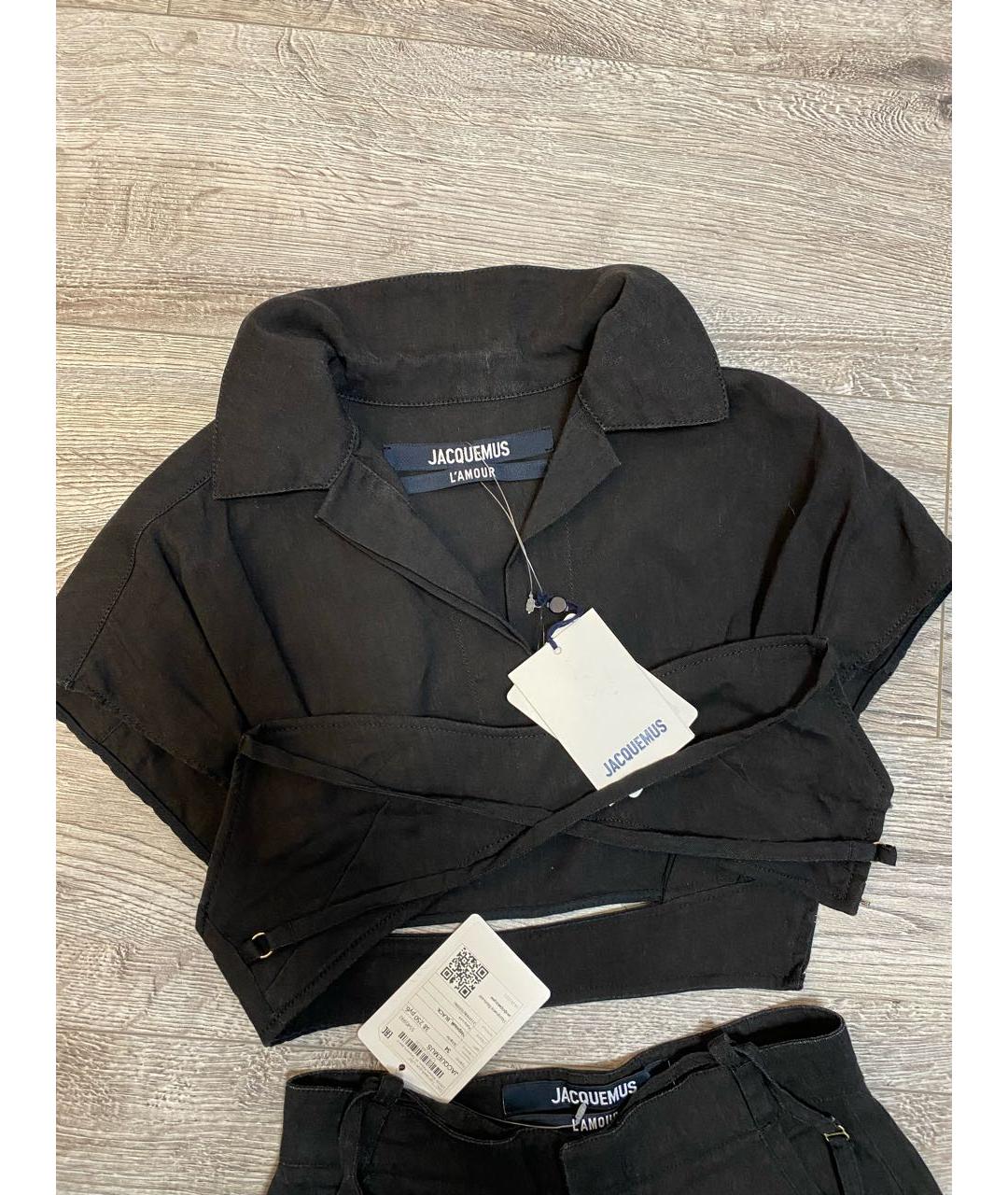 JACQUEMUS Черный льняной костюм с брюками, фото 6