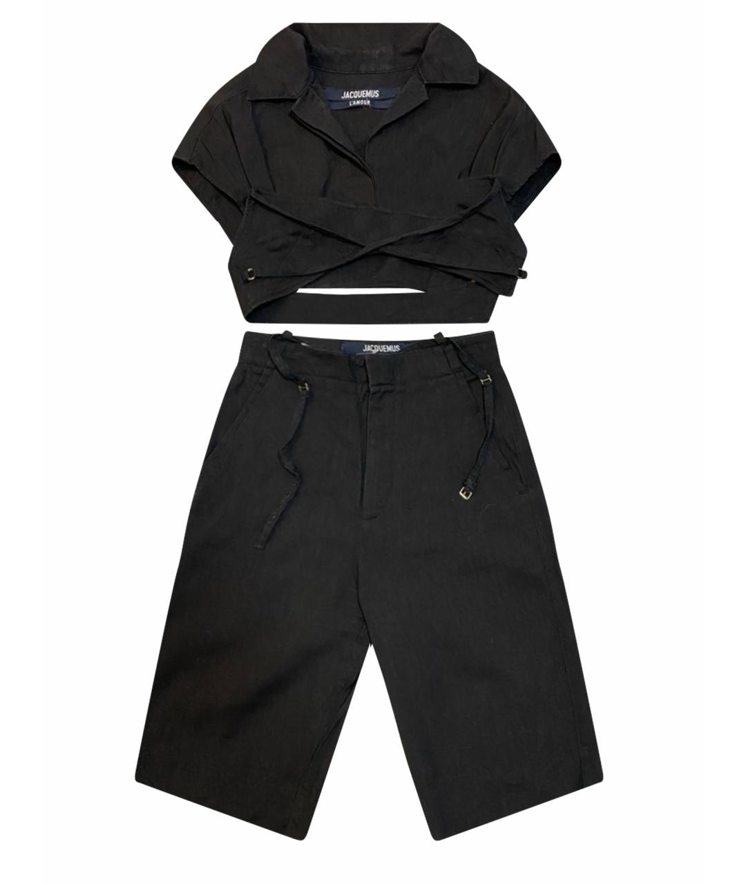 JACQUEMUS Черный льняной костюм с брюками, фото 1