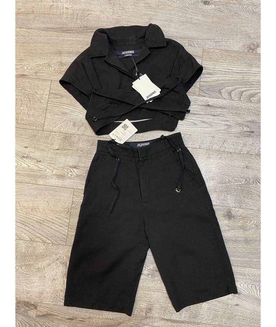 JACQUEMUS Черный льняной костюм с брюками, фото 7
