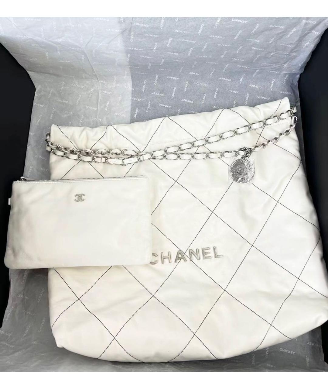 CHANEL Белая кожаная сумка тоут, фото 4