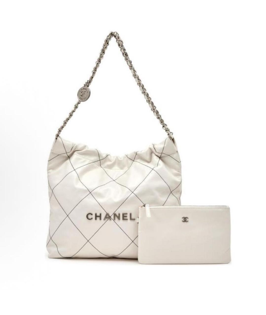 CHANEL Белая кожаная сумка тоут, фото 9