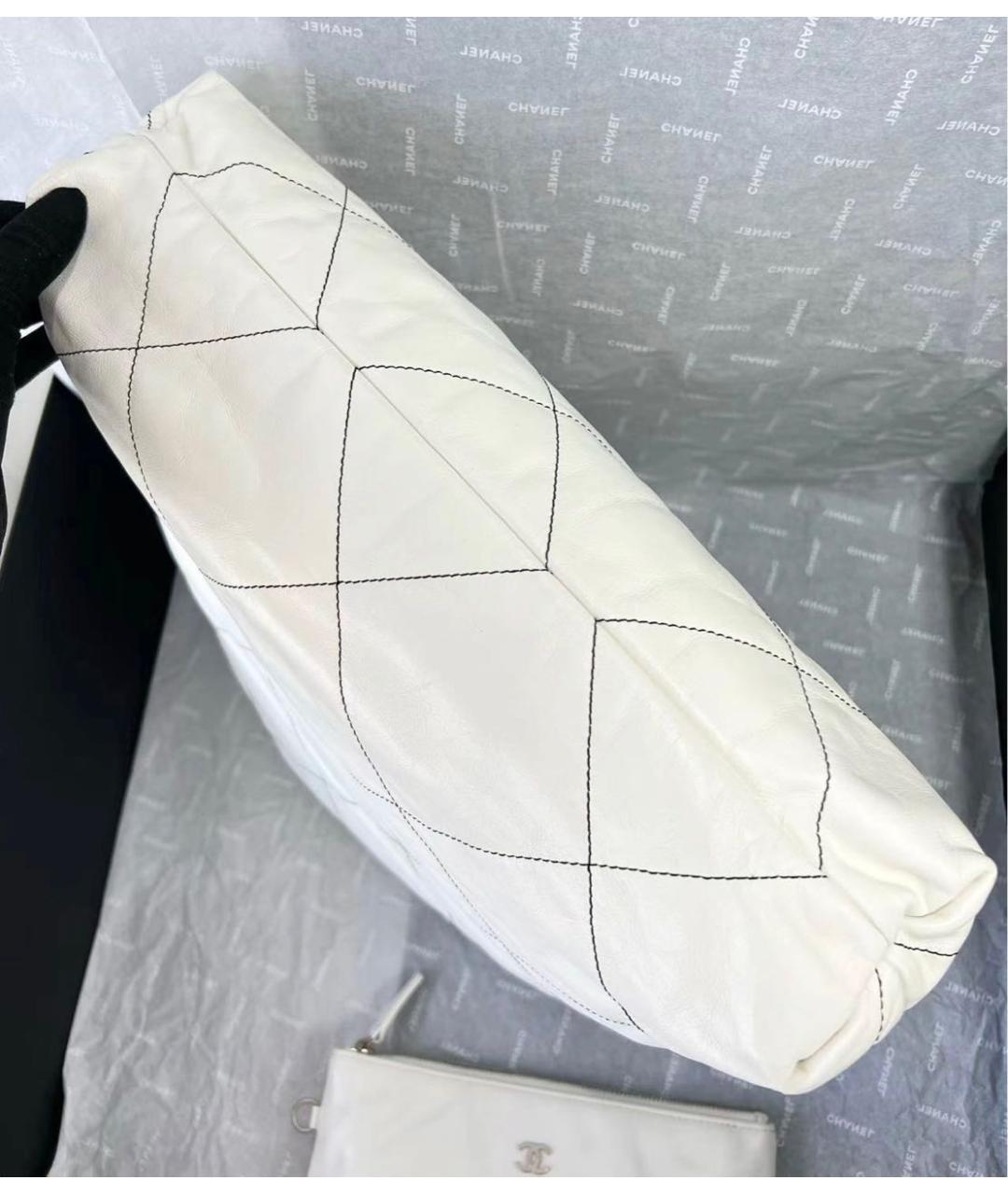 CHANEL Белая кожаная сумка тоут, фото 7