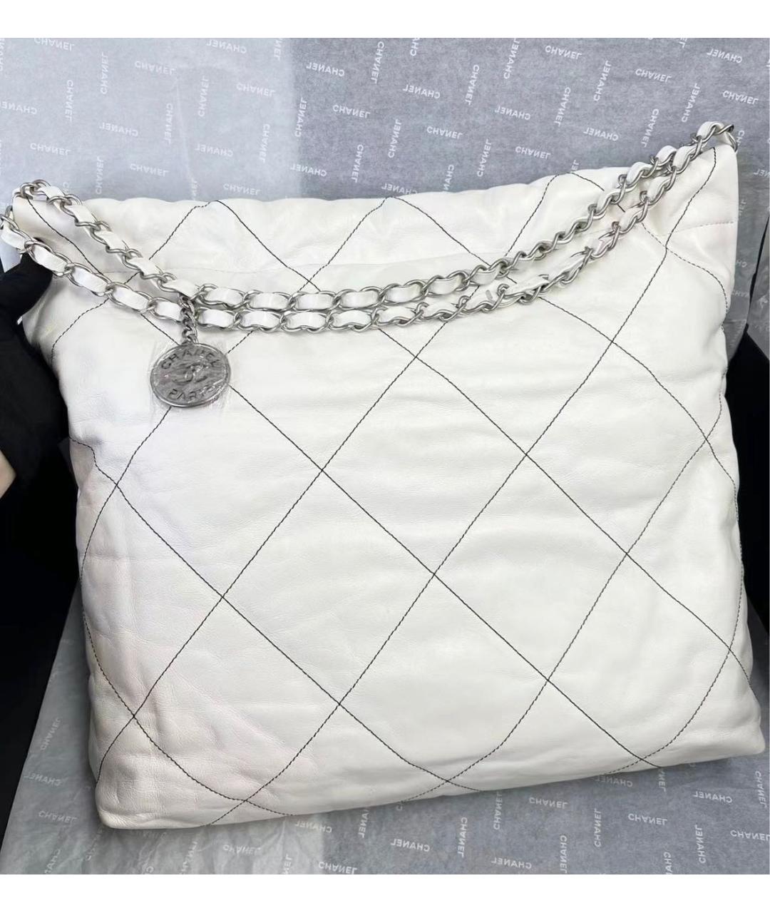 CHANEL Белая кожаная сумка тоут, фото 3