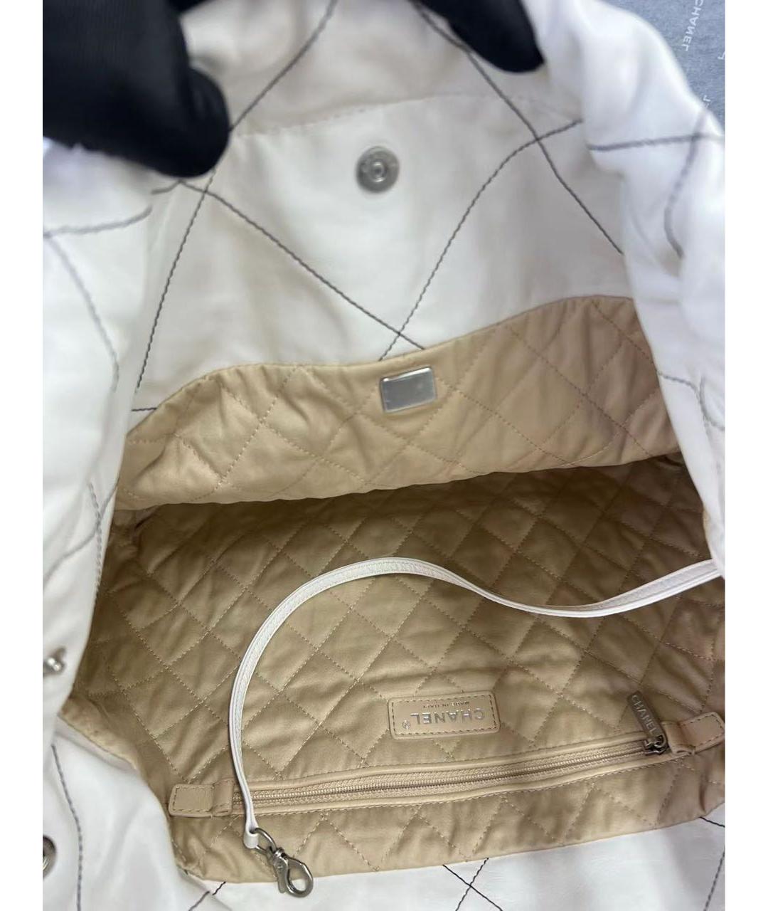 CHANEL Белая кожаная сумка тоут, фото 8