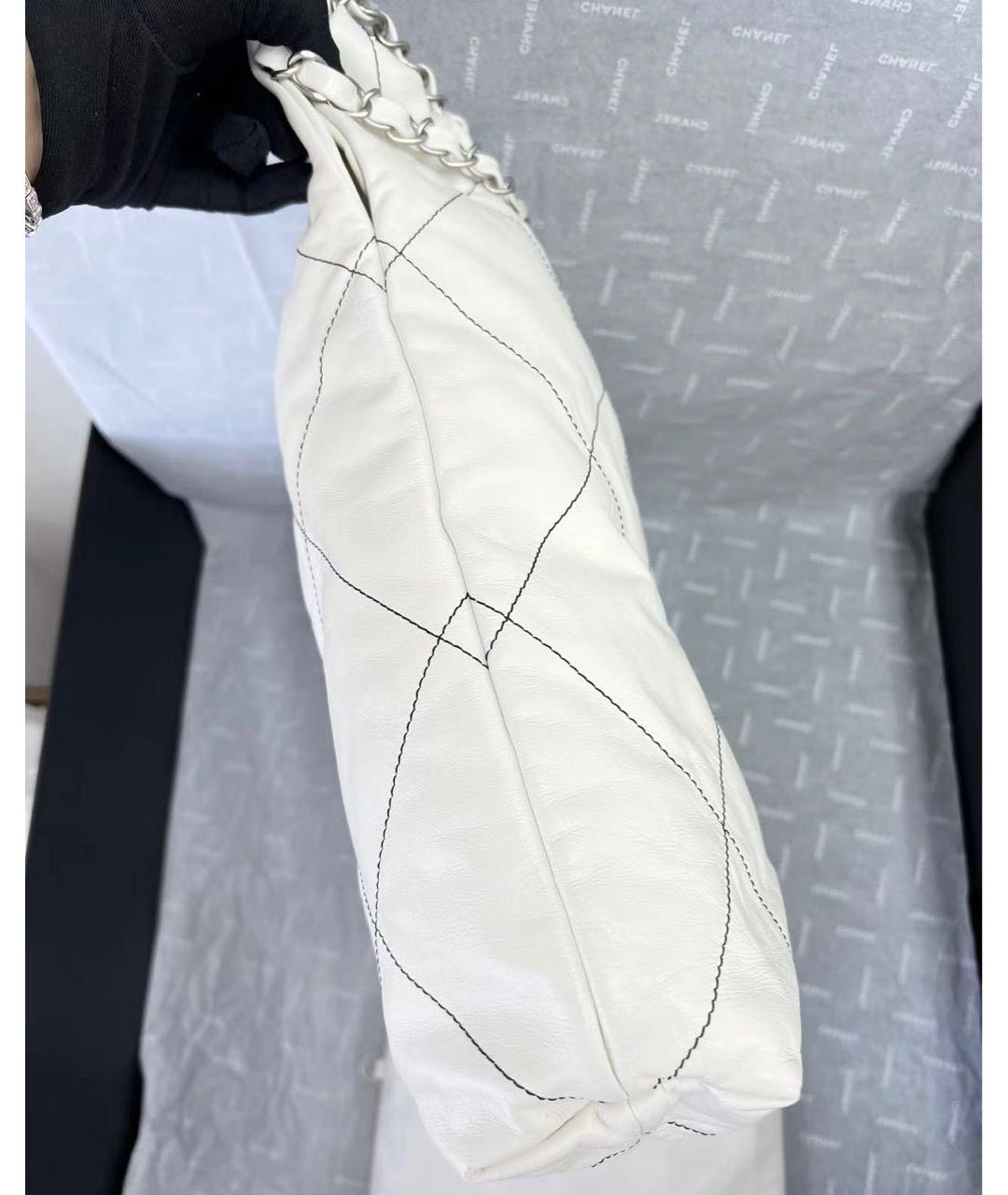 CHANEL Белая кожаная сумка тоут, фото 6