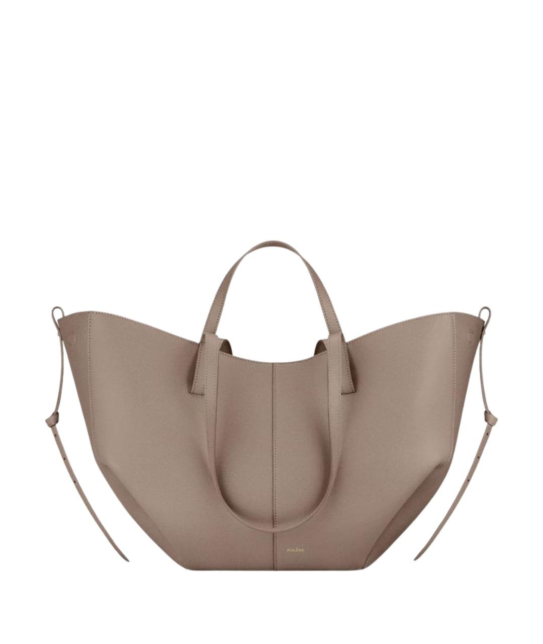 POLENE Серая кожаная сумка тоут, фото 1