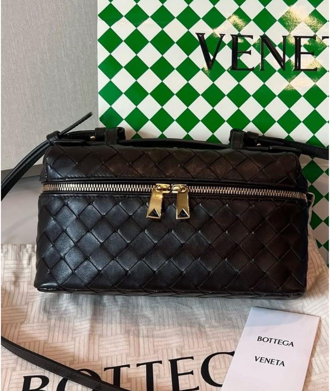 BOTTEGA VENETA Черная кожаная сумка через плечо, фото 2