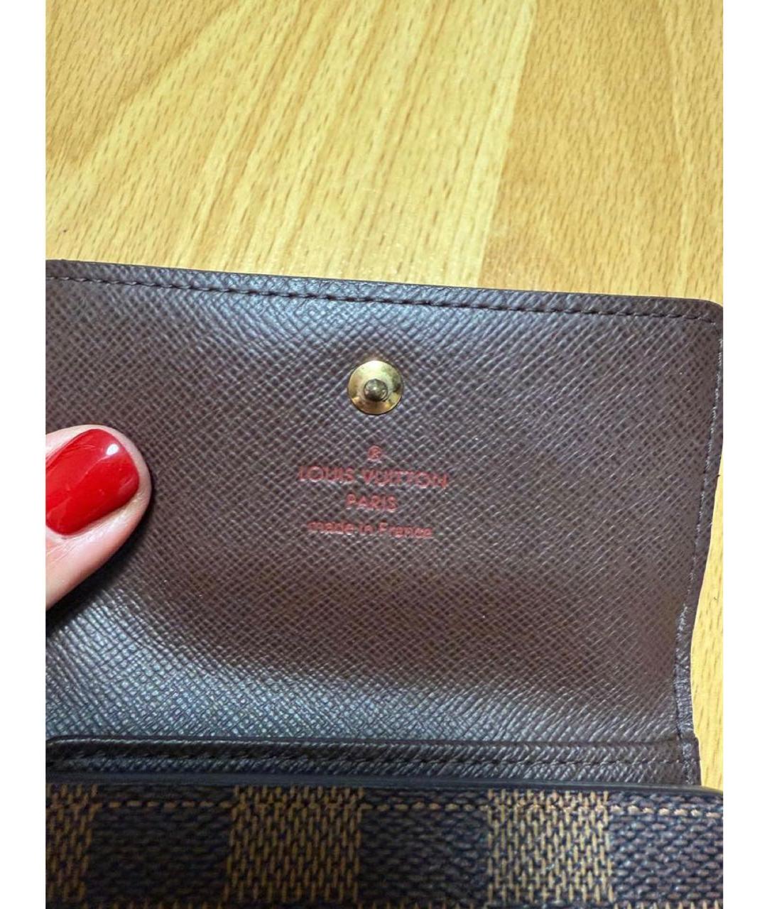 LOUIS VUITTON Коричневый кожаный кошелек, фото 3