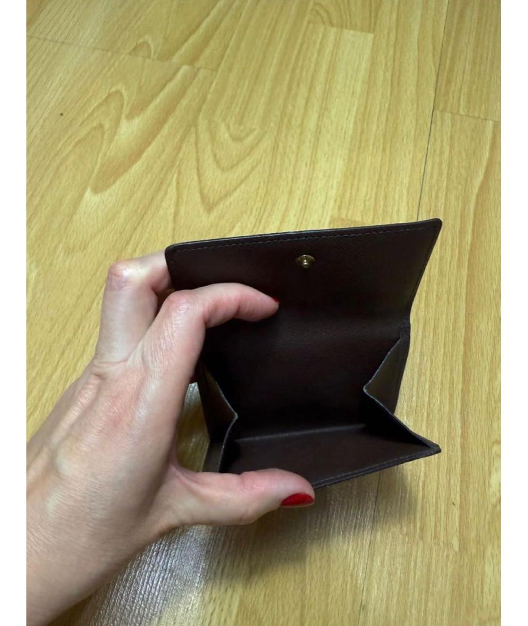 LOUIS VUITTON Коричневый кожаный кошелек, фото 5