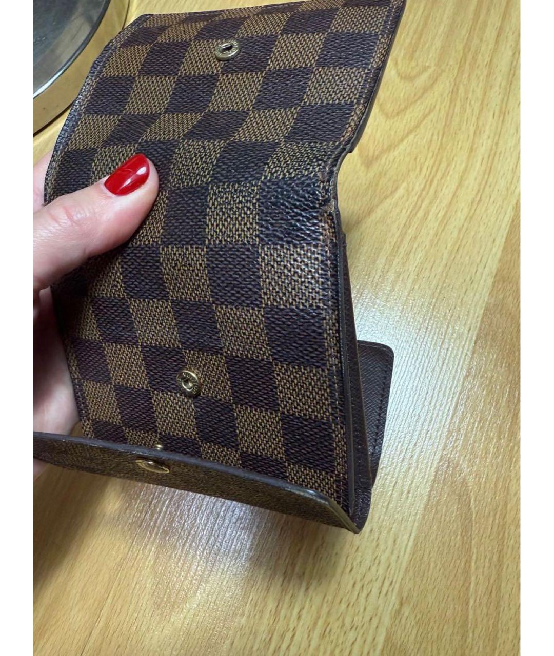 LOUIS VUITTON Коричневый кожаный кошелек, фото 7