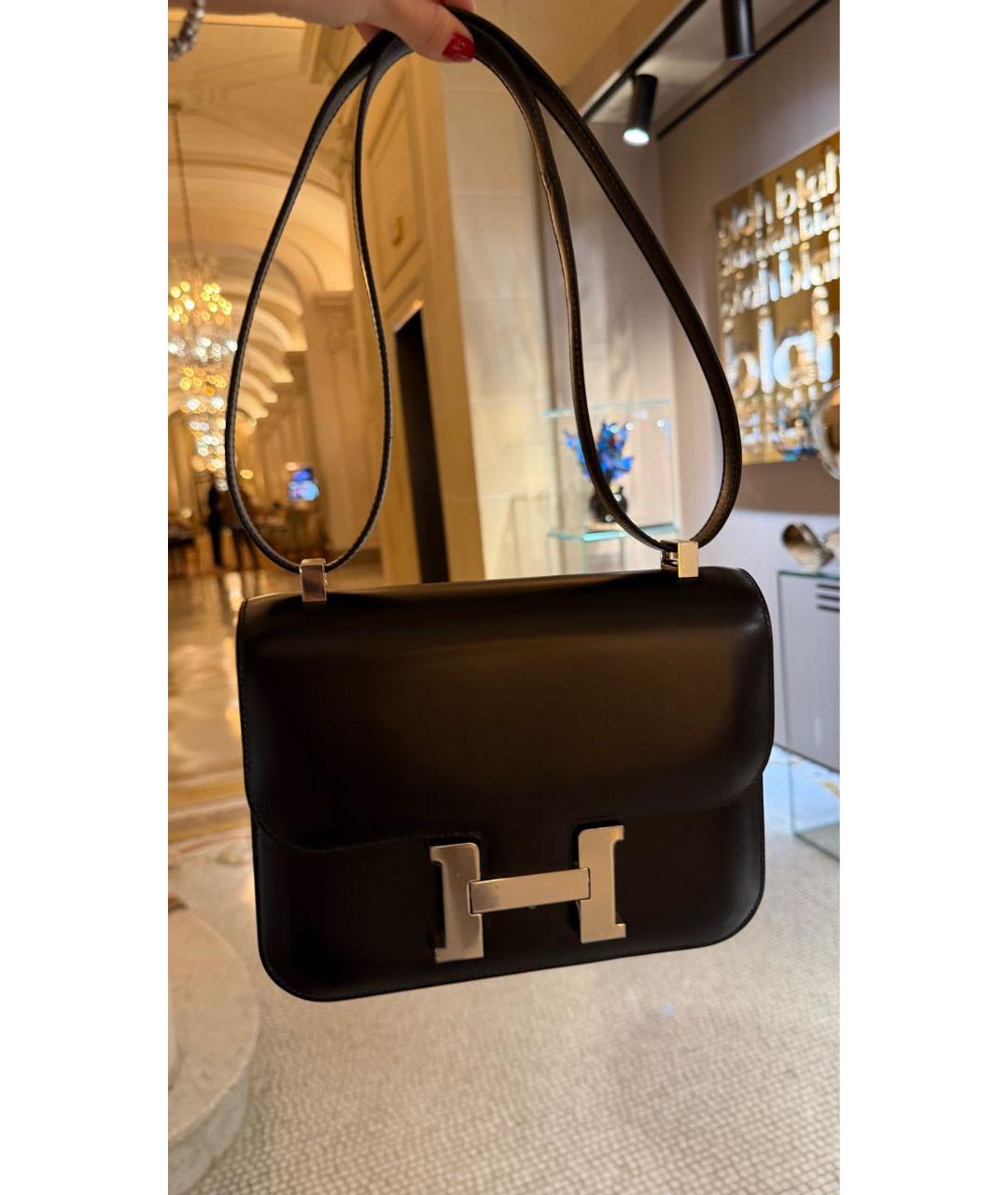 HERMES Черная кожаная сумка через плечо, фото 2