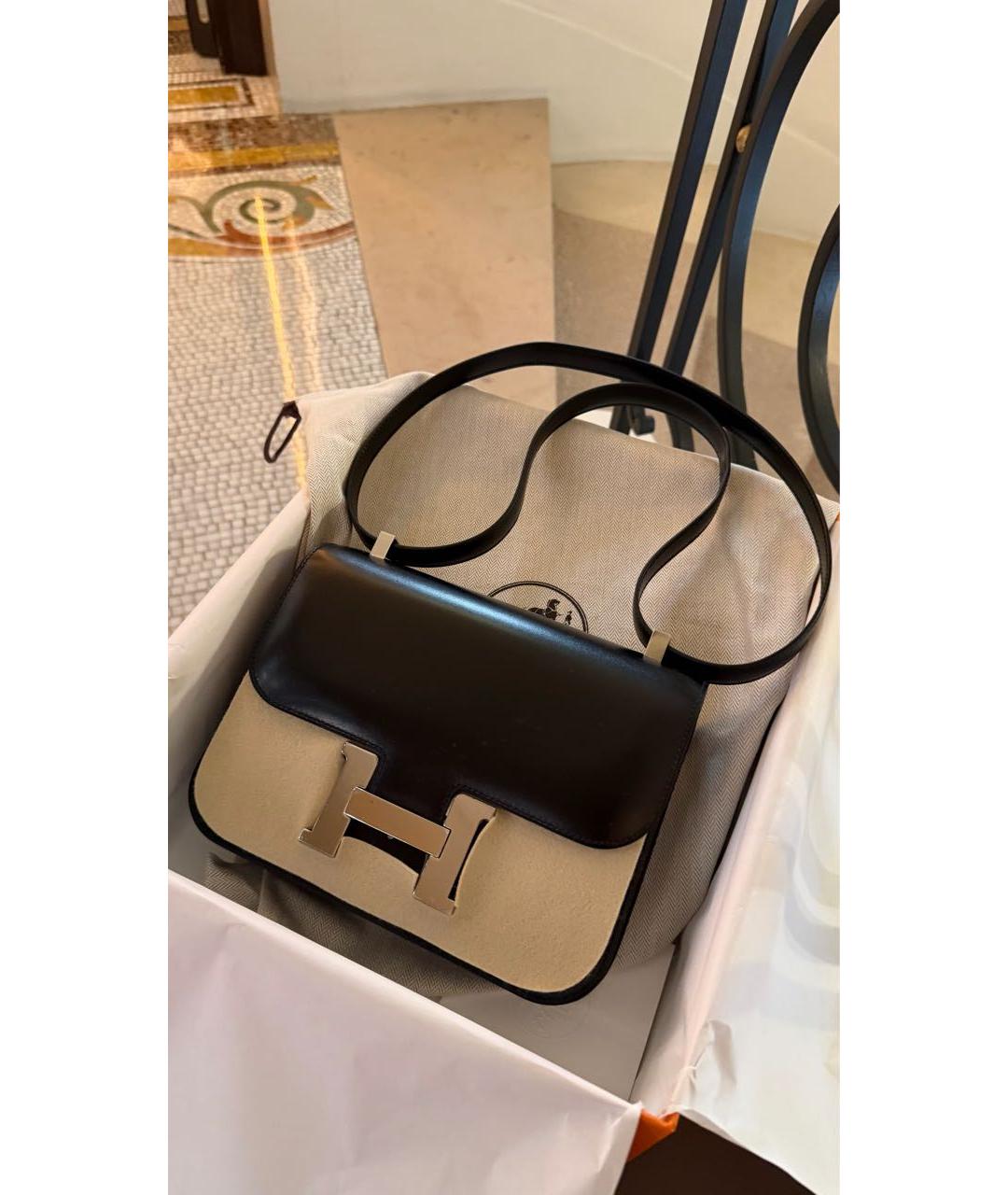 HERMES Черная кожаная сумка через плечо, фото 4