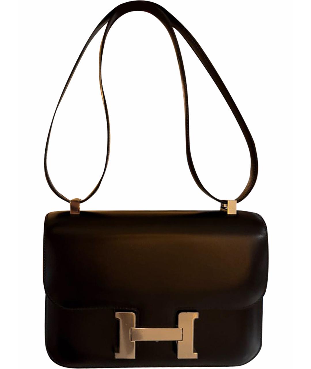 HERMES Черная кожаная сумка через плечо, фото 1