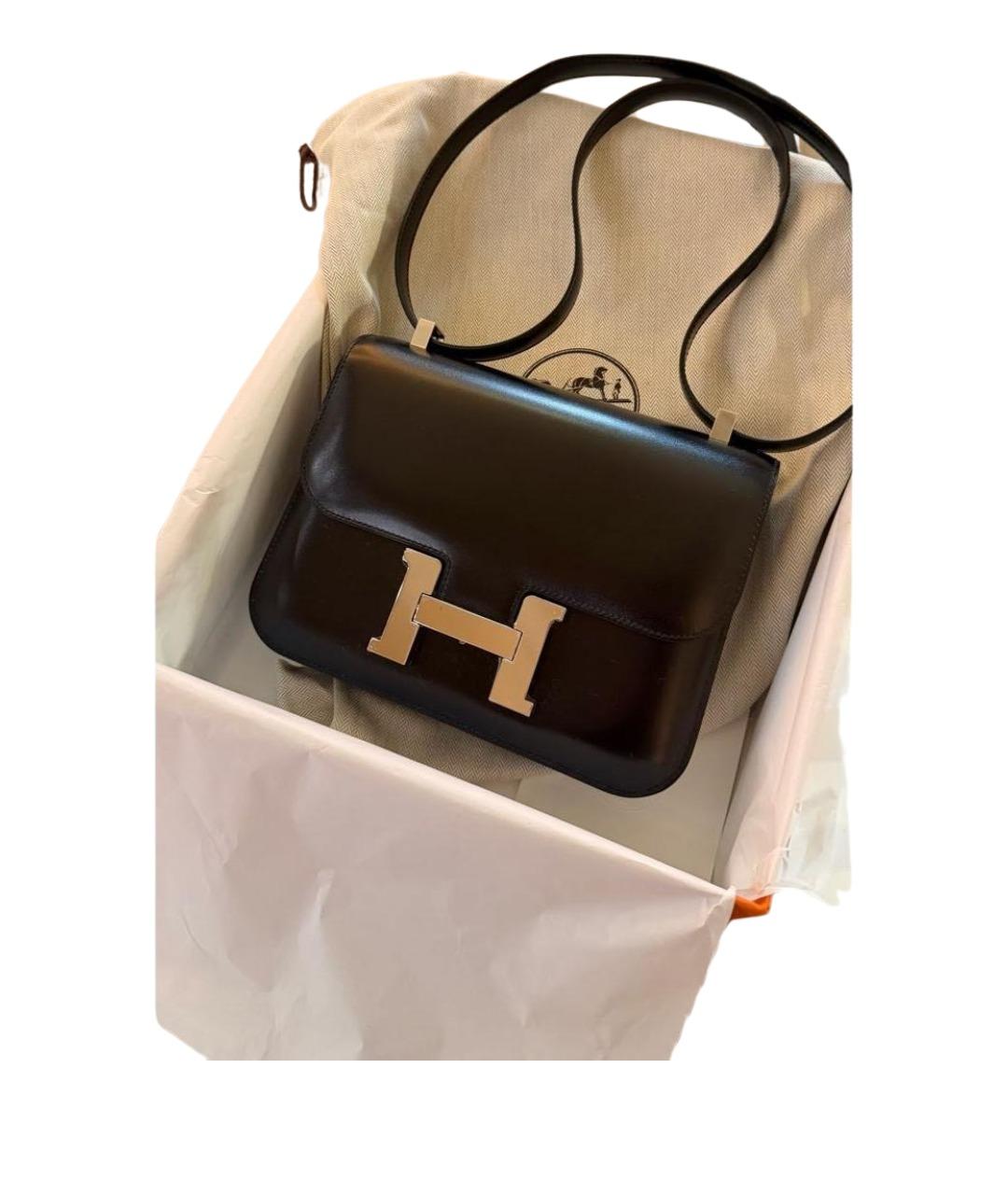 HERMES Черная кожаная сумка через плечо, фото 9