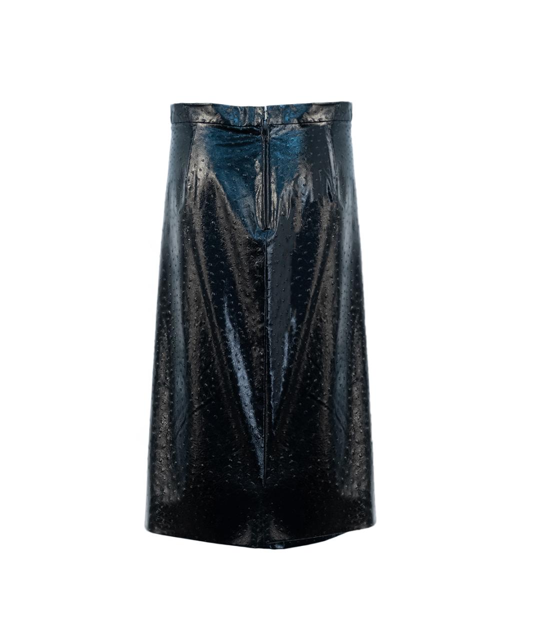 MAISON MARGIELA Черная полиуретановая юбка миди, фото 2