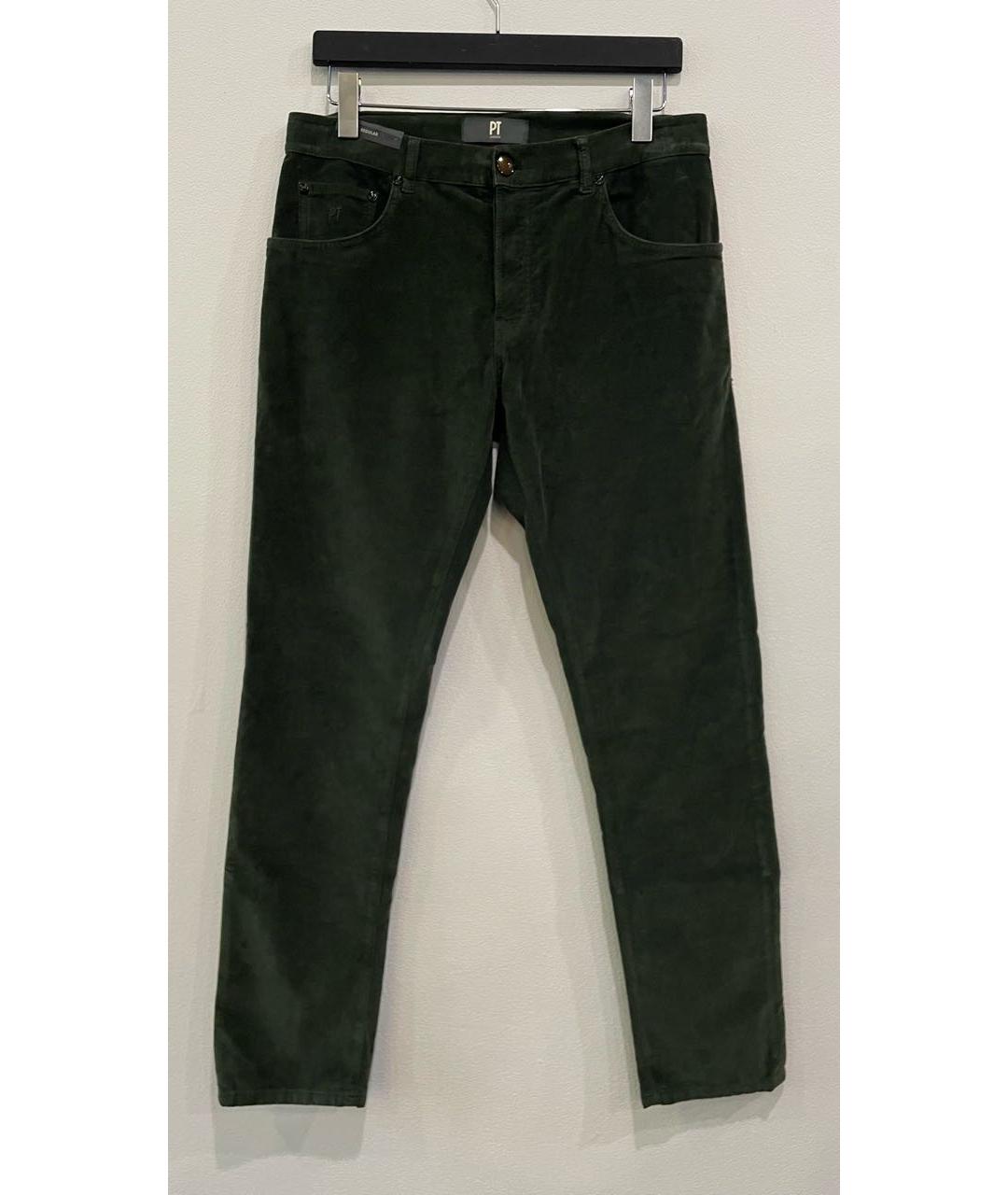 PT TORINO Зеленые бархатные повседневные брюки, фото 9