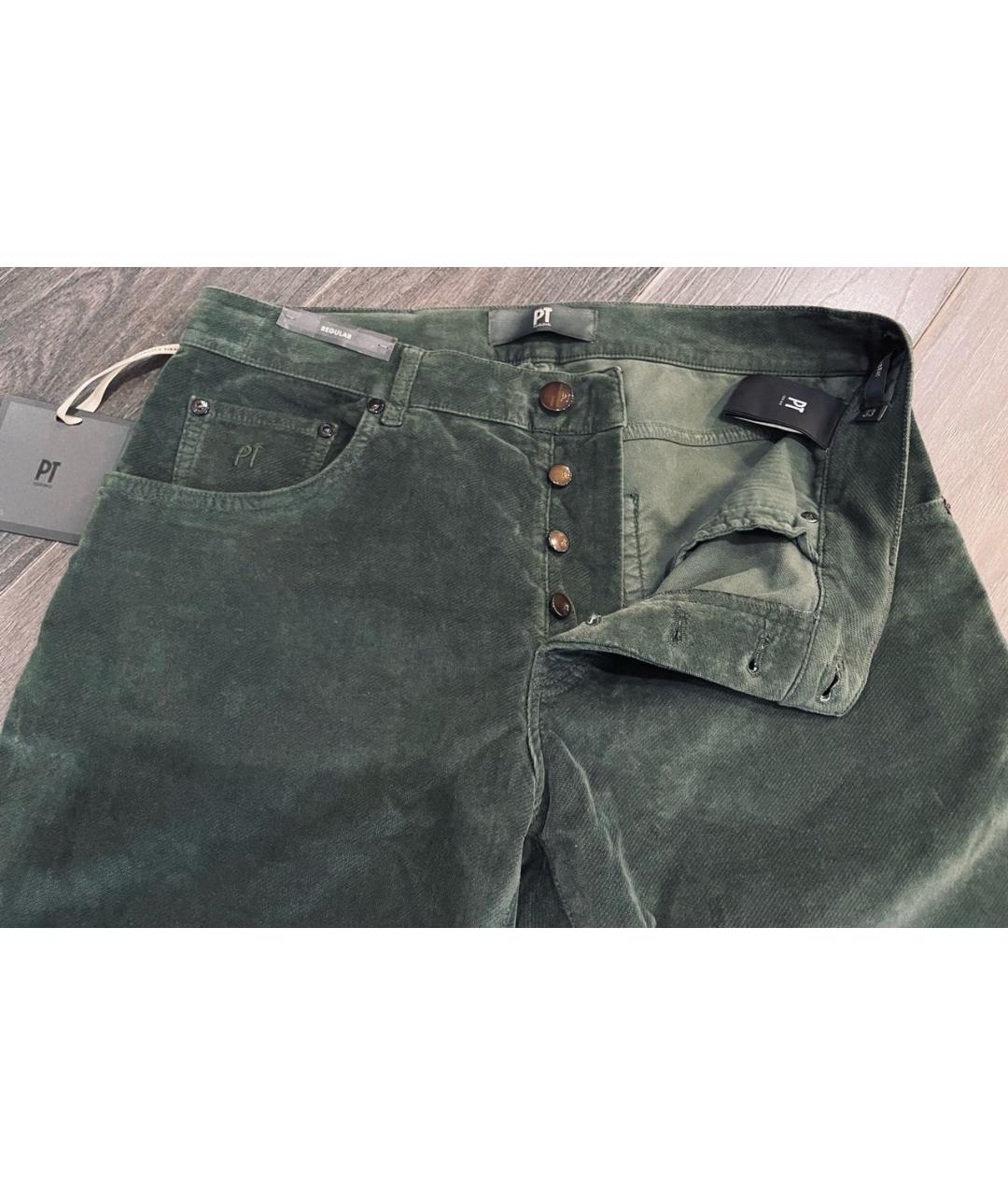 PT TORINO Зеленые бархатные повседневные брюки, фото 7