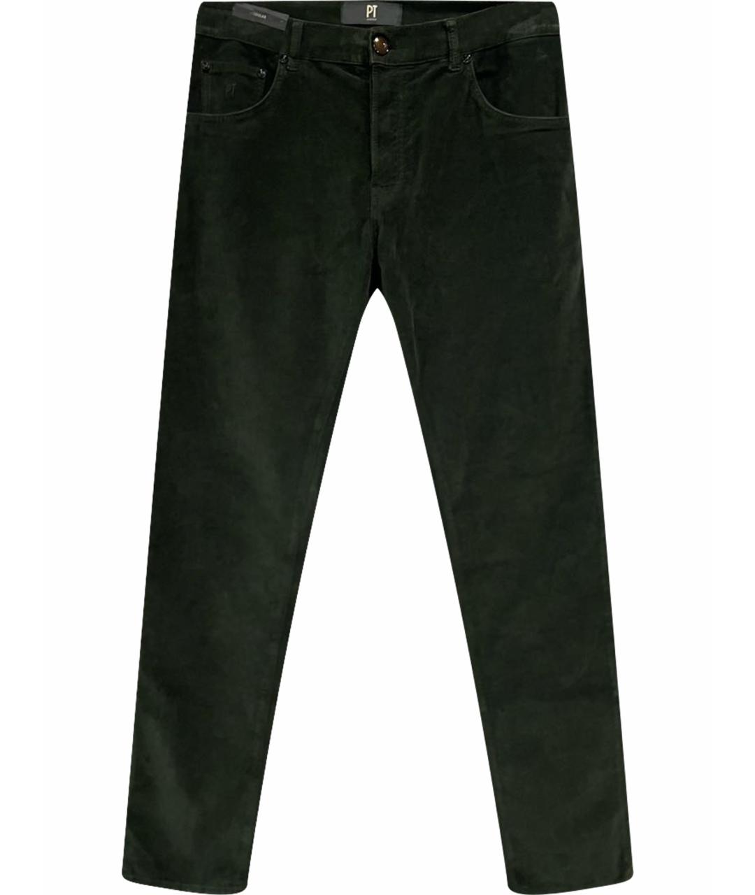 PT TORINO Зеленые бархатные повседневные брюки, фото 1