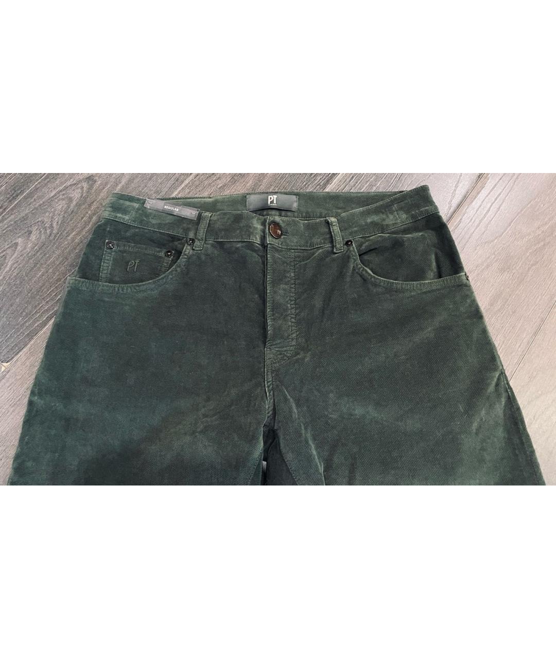 PT TORINO Зеленые бархатные повседневные брюки, фото 3