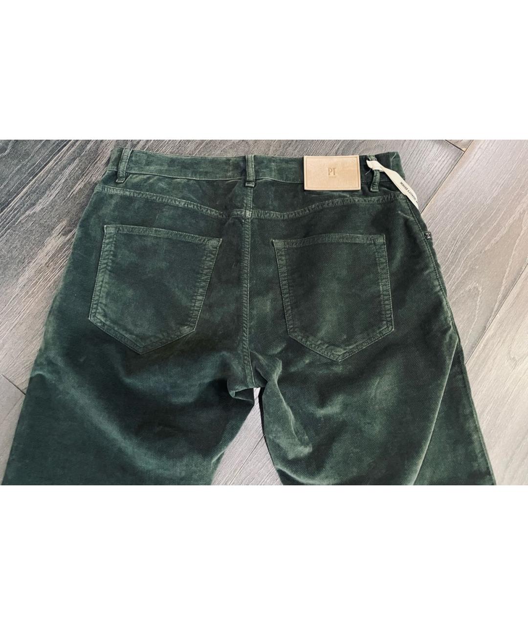 PT TORINO Зеленые бархатные повседневные брюки, фото 4