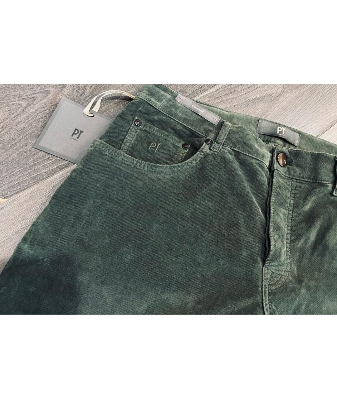 PT TORINO Зеленые бархатные повседневные брюки, фото 8