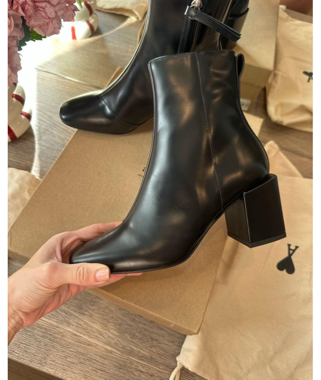 Ami Paris Черные кожаные ботильоны, фото 8