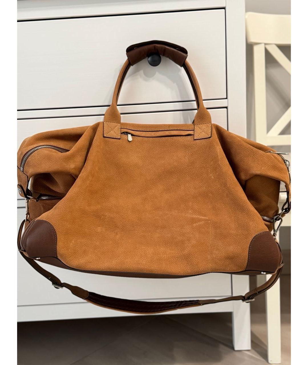 BRUNELLO CUCINELLI Коричневая замшевая дорожная/спортивная сумка, фото 2