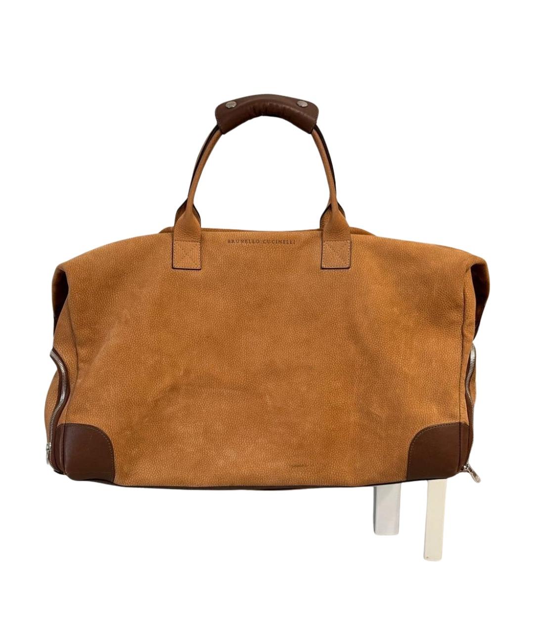 BRUNELLO CUCINELLI Коричневая замшевая дорожная/спортивная сумка, фото 1