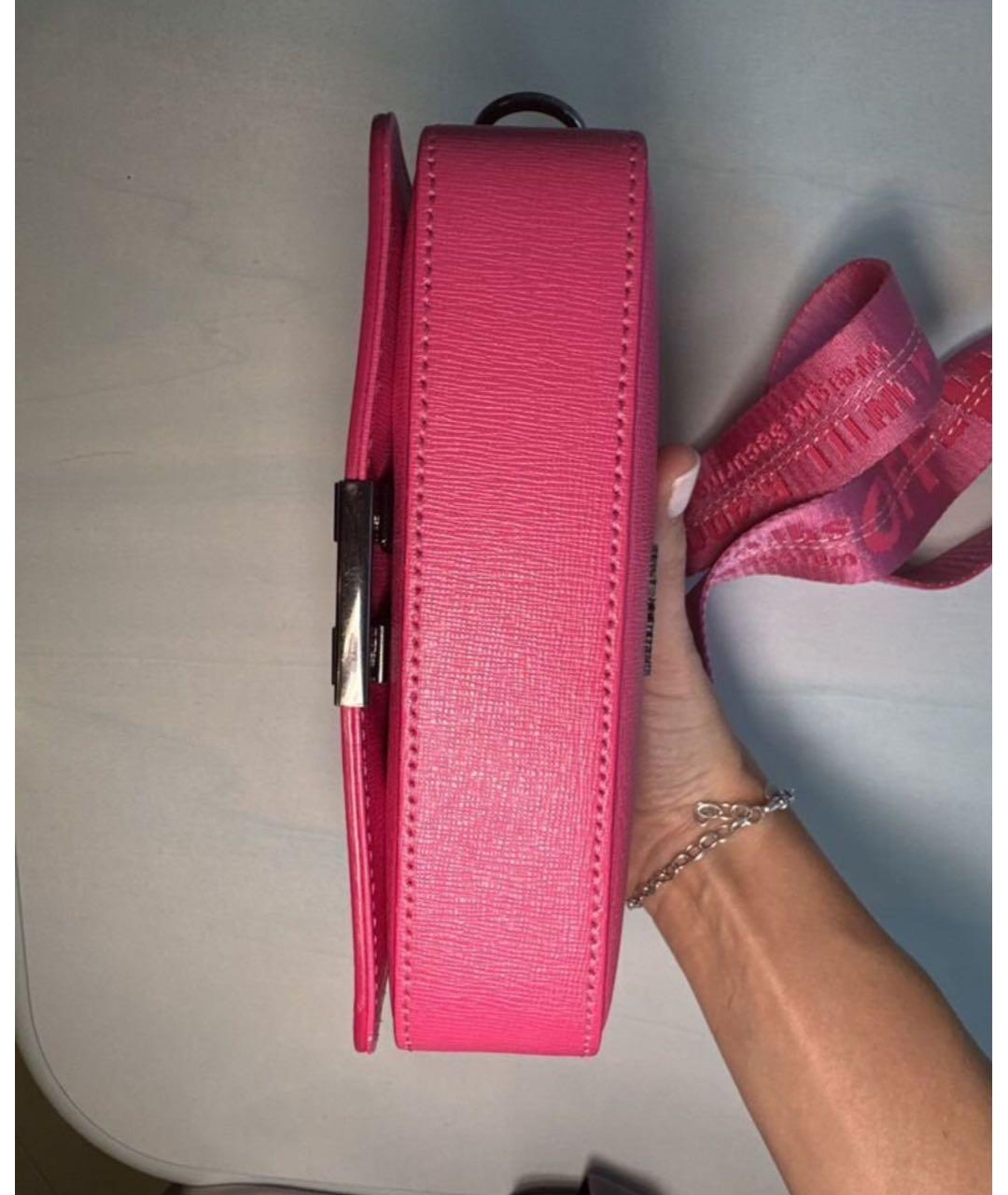 OFF-WHITE Фуксия кожаная сумка через плечо, фото 4