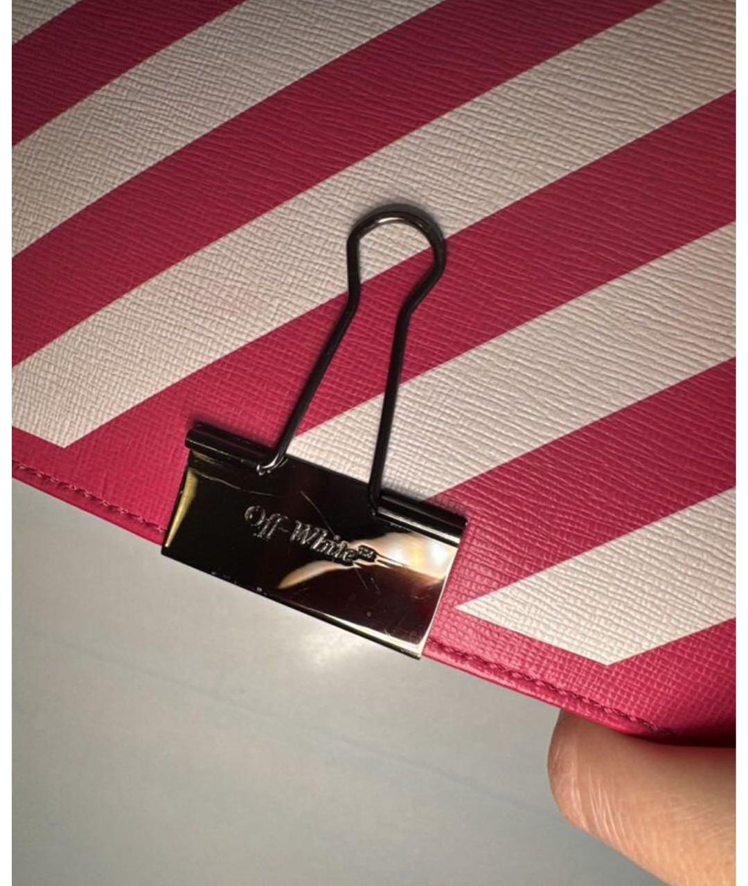 OFF-WHITE Фуксия кожаная сумка через плечо, фото 6