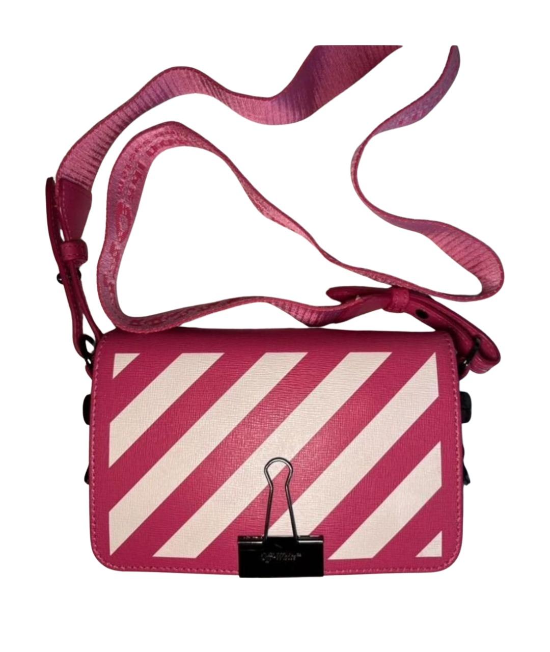 OFF-WHITE Фуксия кожаная сумка через плечо, фото 1