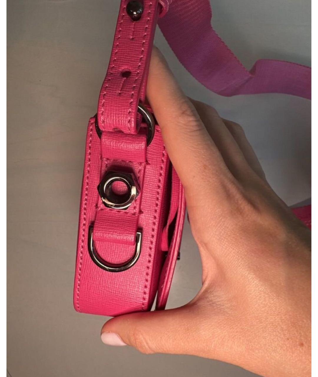 OFF-WHITE Фуксия кожаная сумка через плечо, фото 5