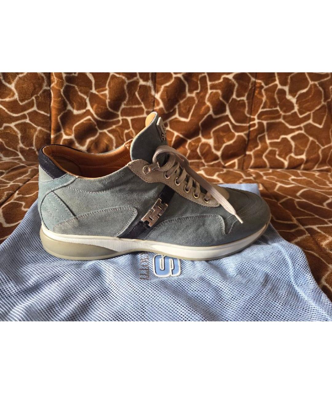 CESARE PACIOTTI Голубые замшевые низкие кроссовки / кеды, фото 6