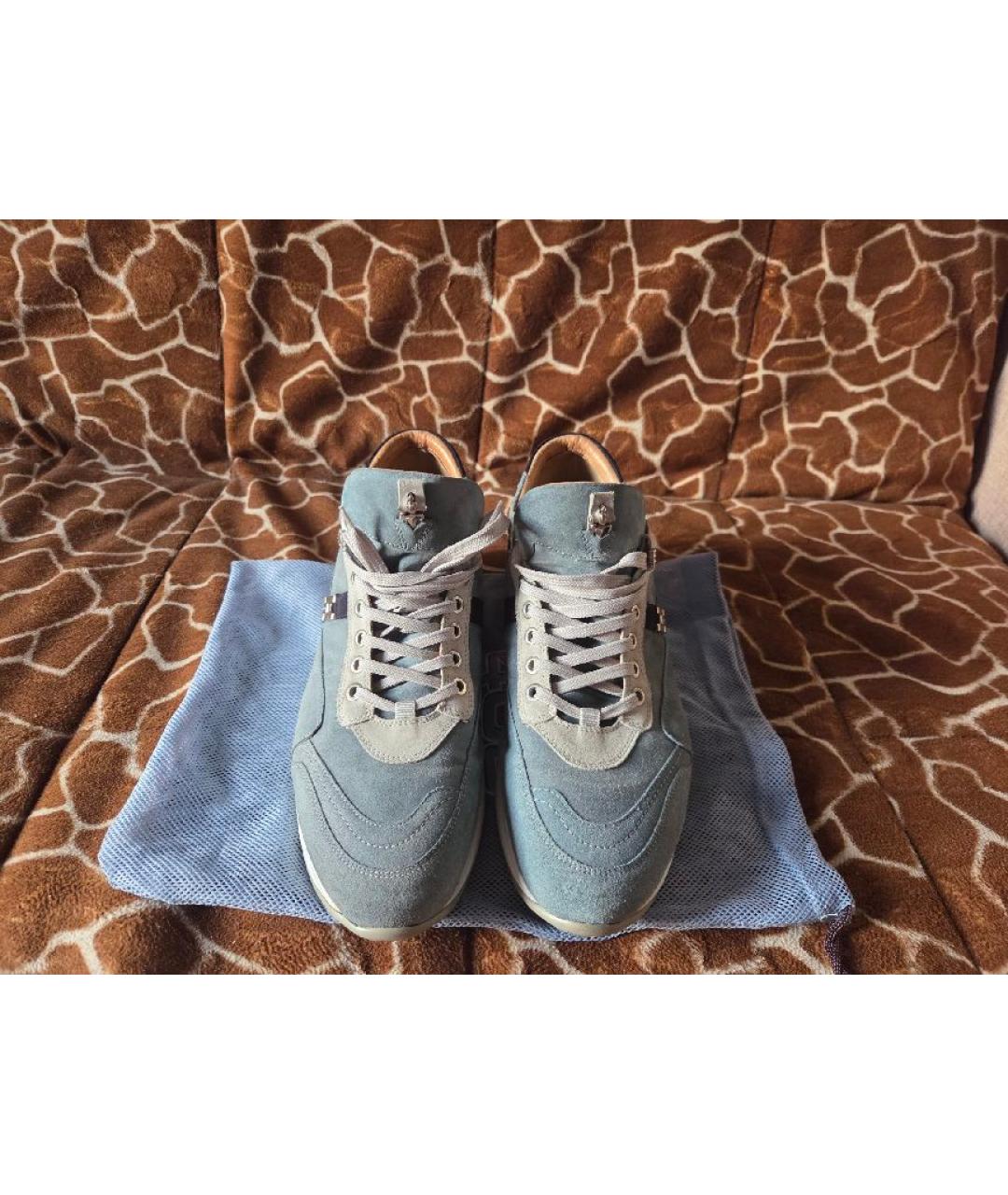 CESARE PACIOTTI Голубые замшевые низкие кроссовки / кеды, фото 2