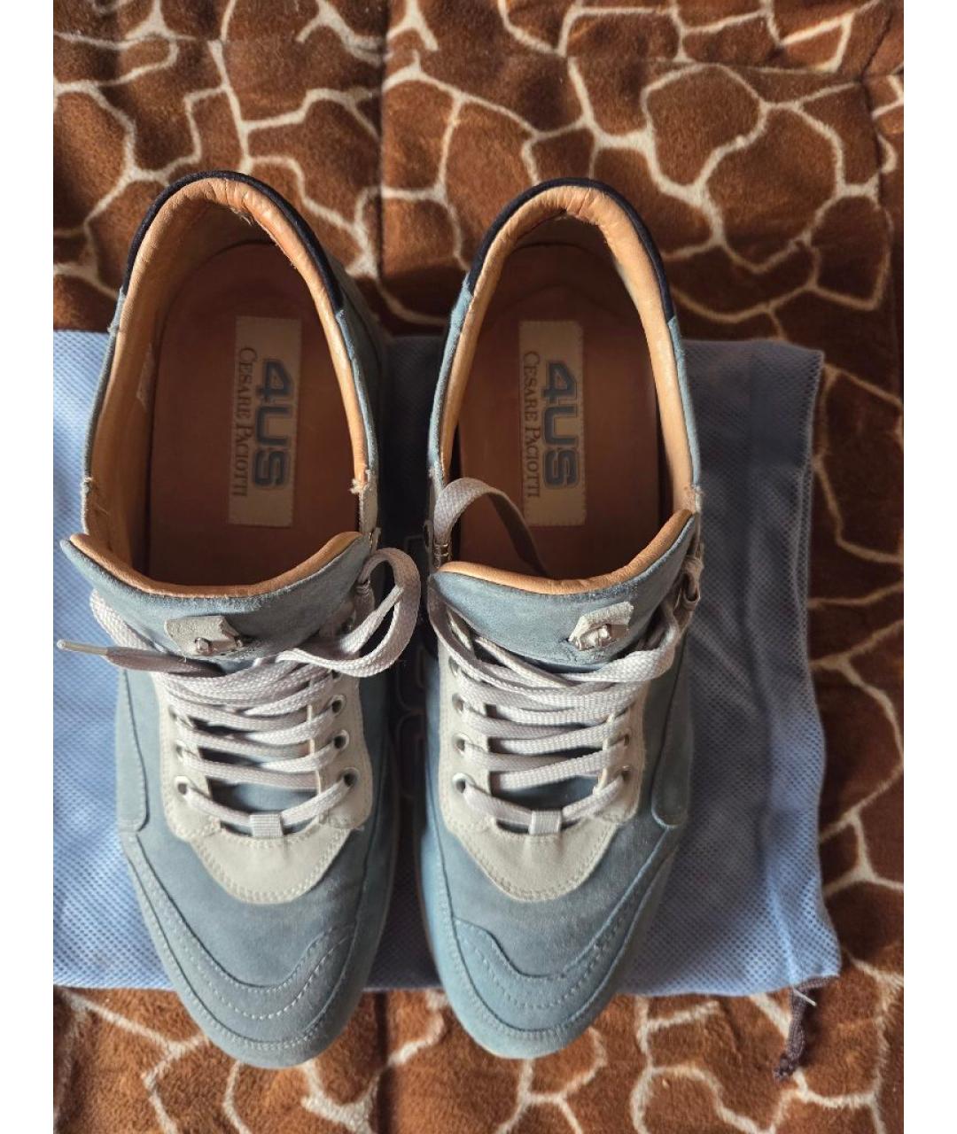 CESARE PACIOTTI Голубые замшевые низкие кроссовки / кеды, фото 3