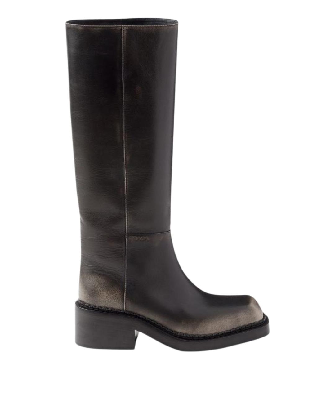 PRADA Черные кожаные сапоги, фото 1