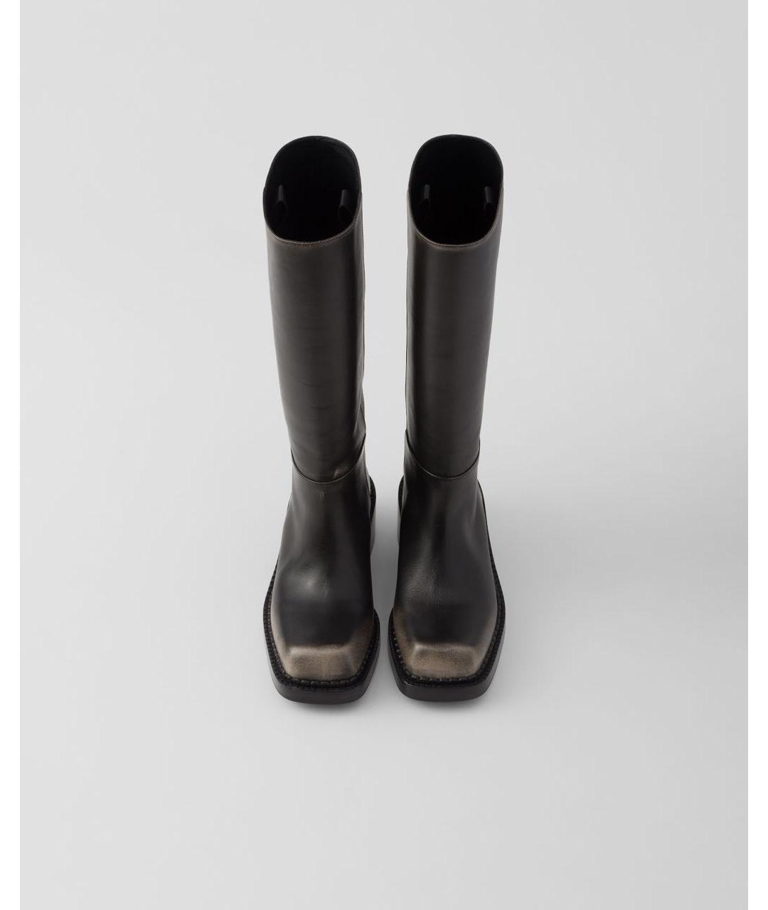 PRADA Черные кожаные сапоги, фото 4